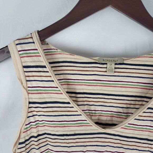 Anthropologie Bordeaux Gatineau Striped Twist Tank Size Small Multicolor V Neck - Picture 5 of 8